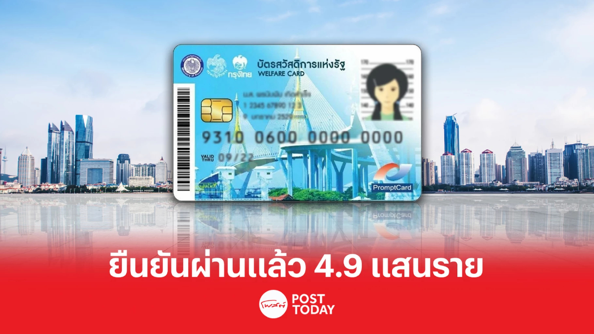 การยืนยันบัตรสวัสดิการแห่งรัฐวันแรก สิทธิผ่านแล้ว 4.9 แสนราย การยืนยันบัตรสวัสดิการแห่งรัฐวันแรก สิทธิผ่านแล้ว 4.9 แสนราย
