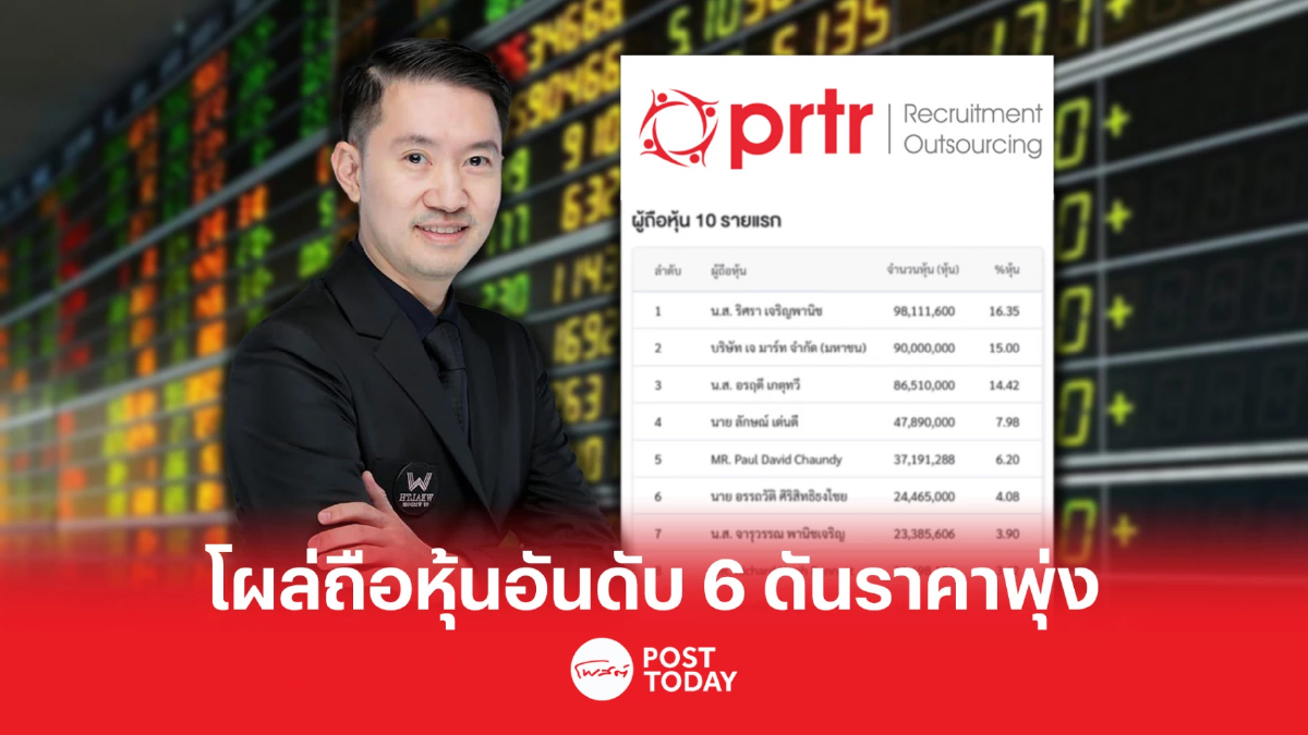 “บอย ท่าพระจันทร์” โผล่ถือ PRTR อันดับ 6 ดันราคาหุ้นพุ่ง “บอย ท่าพระจันทร์” โผล่ถือ PRTR อันดับ 6 ดันราคาหุ้นพุ่ง