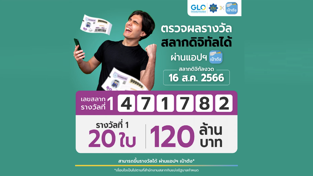 รับโชคจากสลากดิจิทัลกวาดรางวัลที่ 1 รวม 20 ใบมูลค่าถึง 120 ล้านบาท รับโชคจากสลากดิจิทัลกวาดรางวัลที่ 1 รวม 20 ใบมูลค่าถึง 120 ล้านบาท