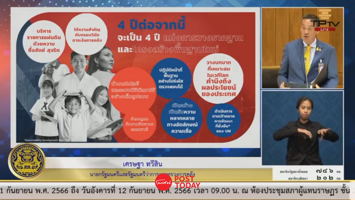 เศรษฐา แจงสภาฯ ต้องแจกเงินดิจิทัล 10,000 บาท เพื่อฉุดเศรษฐกิจ เศรษฐา แจงสภาฯ ต้องแจกเงินดิจิทัล 10,000 บาท เพื่อฉุดเศรษฐกิจ