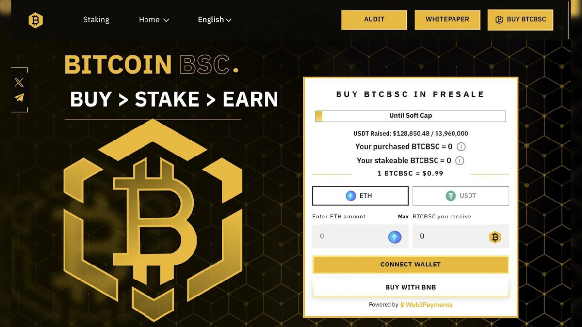 “Bitcoin BSC” เหรียญทางเลือกเพื่อการ Stake-To-Earn เปิดตัวพรีเซล BEP-20 “Bitcoin BSC” เหรียญทางเลือกเพื่อการ Stake-To-Earn เปิดตัวพรีเซล BEP-20