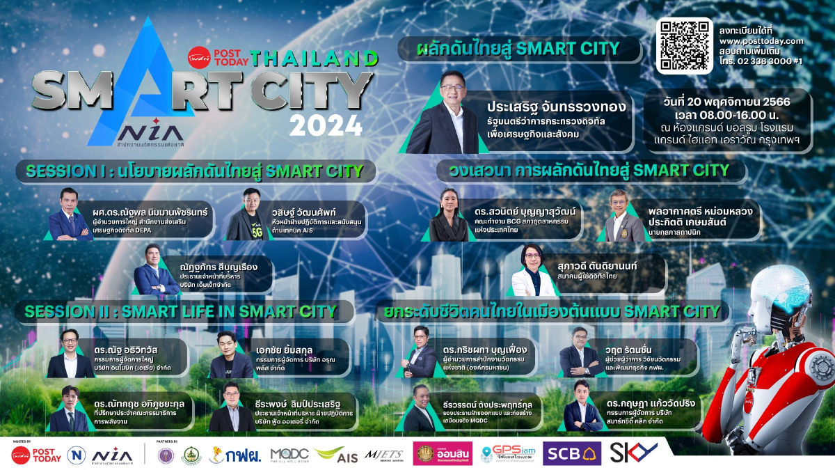 Post Today ผนึกกำลัง NIA และพันธมิตร จัดงาน Post Today Thailand Smart City 2024 Post Today ผนึกกำลัง NIA และพันธมิตร จัดงาน Post Today Thailand Smart City 2024