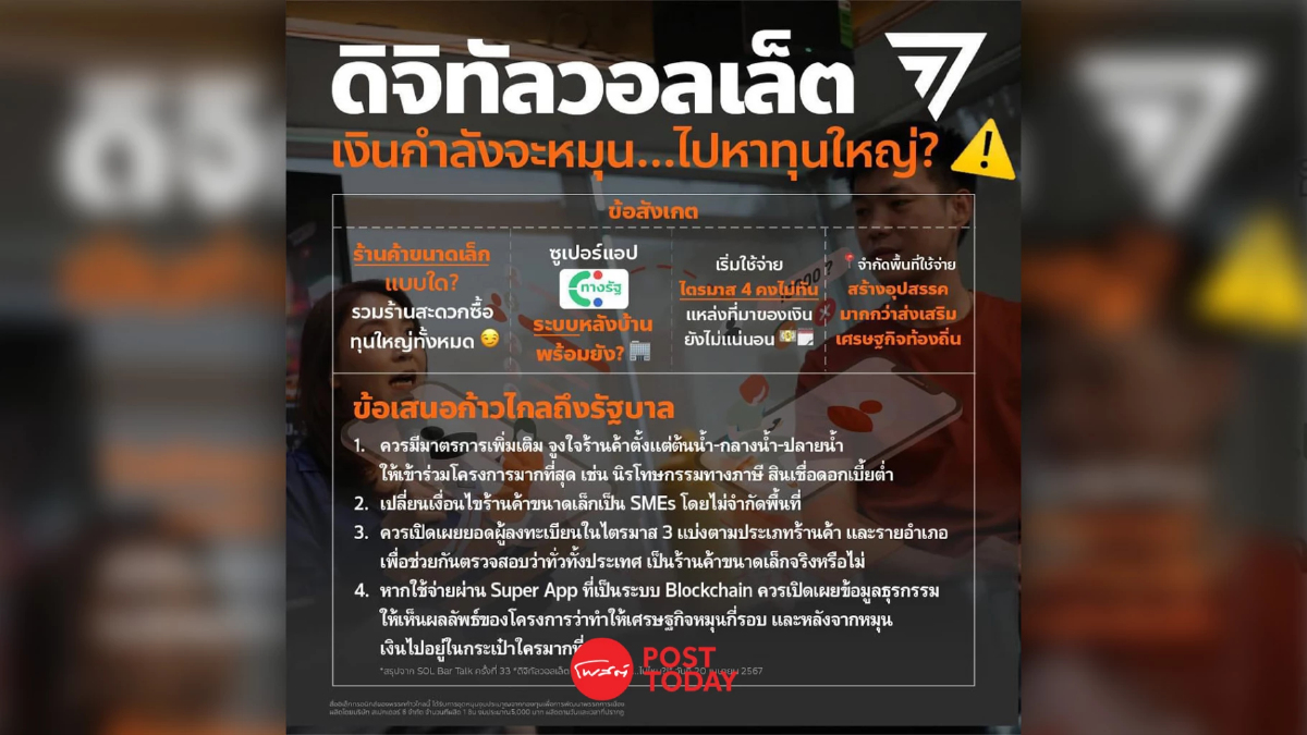 ข้อเสนอก้าวไกลถึงรัฐบาล ดิจิทัลวอลเล็ต เงินกำลังจะหมุน…ไปหาทุนใหญ่!? ข้อเสนอก้าวไกลถึงรัฐบาล ดิจิทัลวอลเล็ต เงินกำลังจะหมุน…ไปหาทุนใหญ่!?