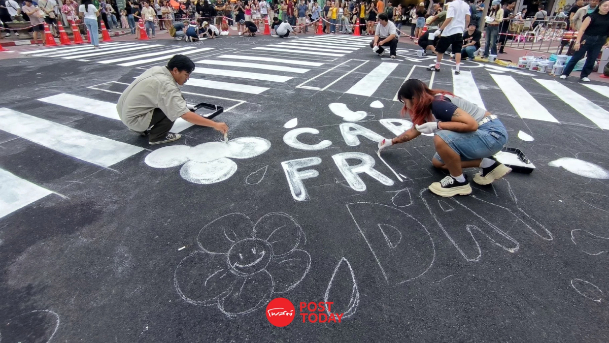 (ภาพ) Bangkok Car Free 2024 กทม. เพ้นท์สีถนนบรรทัดทอง เพิ่มพื้นที่คนเดินเท้า (ภาพ) Bangkok Car Free 2024 กทม. เพ้นท์สีถนนบรรทัดทอง เพิ่มพื้นที่คนเดินเท้า