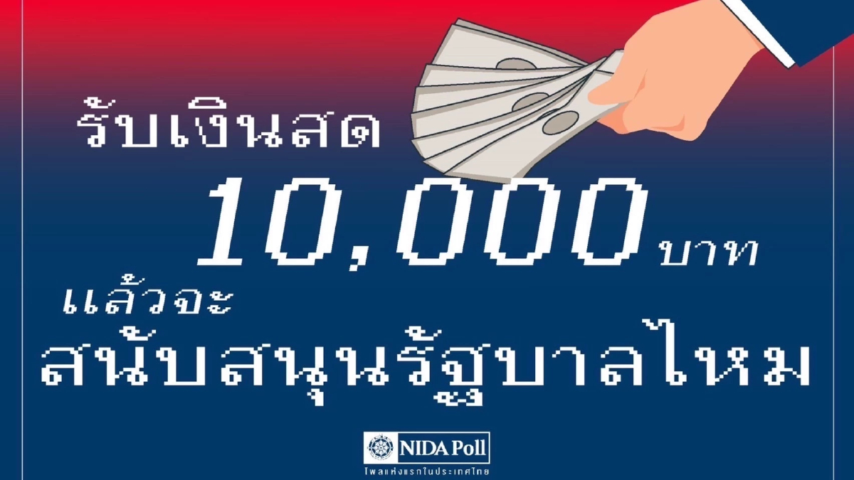 นิด้าโพล ชี้คนรับเงิน 10,000 บาท ยังไม่ตัดสินใจสนับสนุนรัฐบาลหรือไม่ นิด้าโพล ชี้คนรับเงิน 10,000 บาท ยังไม่ตัดสินใจสนับสนุนรัฐบาลหรือไม่