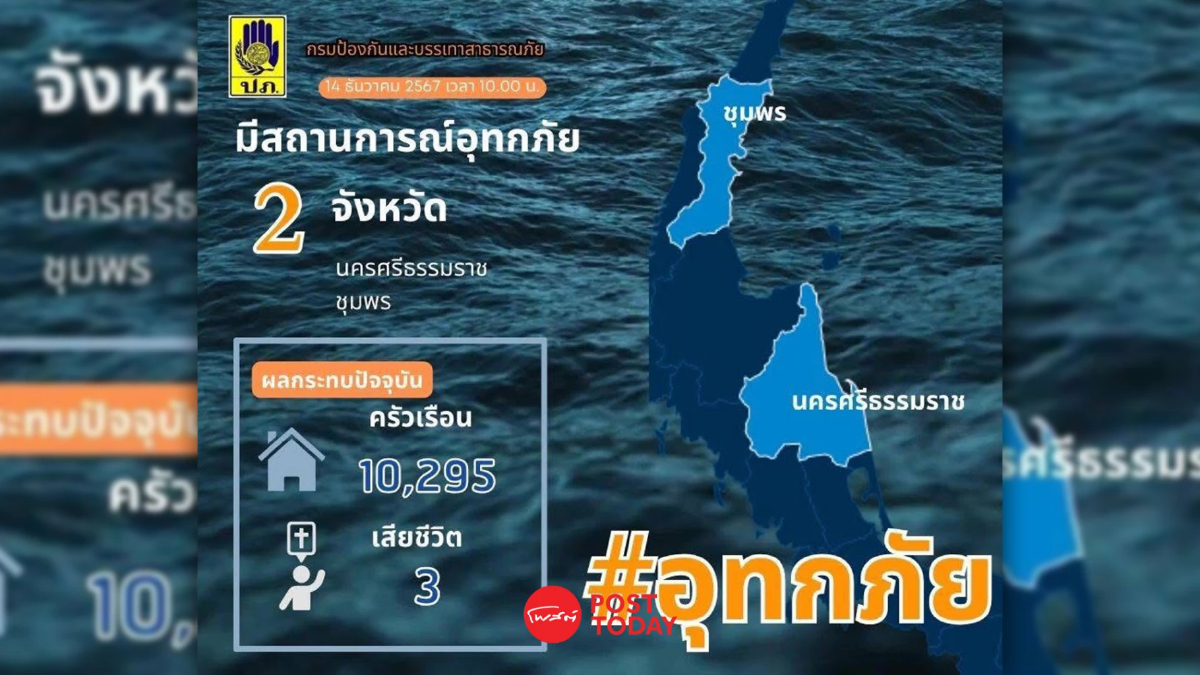 ปภ.แจ้งน้ำท่วม 2 จังหวัดใต้ นครศรีธรรมราช-ชุมพร วางกำลังช่วยเหลือประชาชน ปภ.แจ้งน้ำท่วม 2 จังหวัดใต้ นครศรีธรรมราช-ชุมพร วางกำลังช่วยเหลือประชาชน
