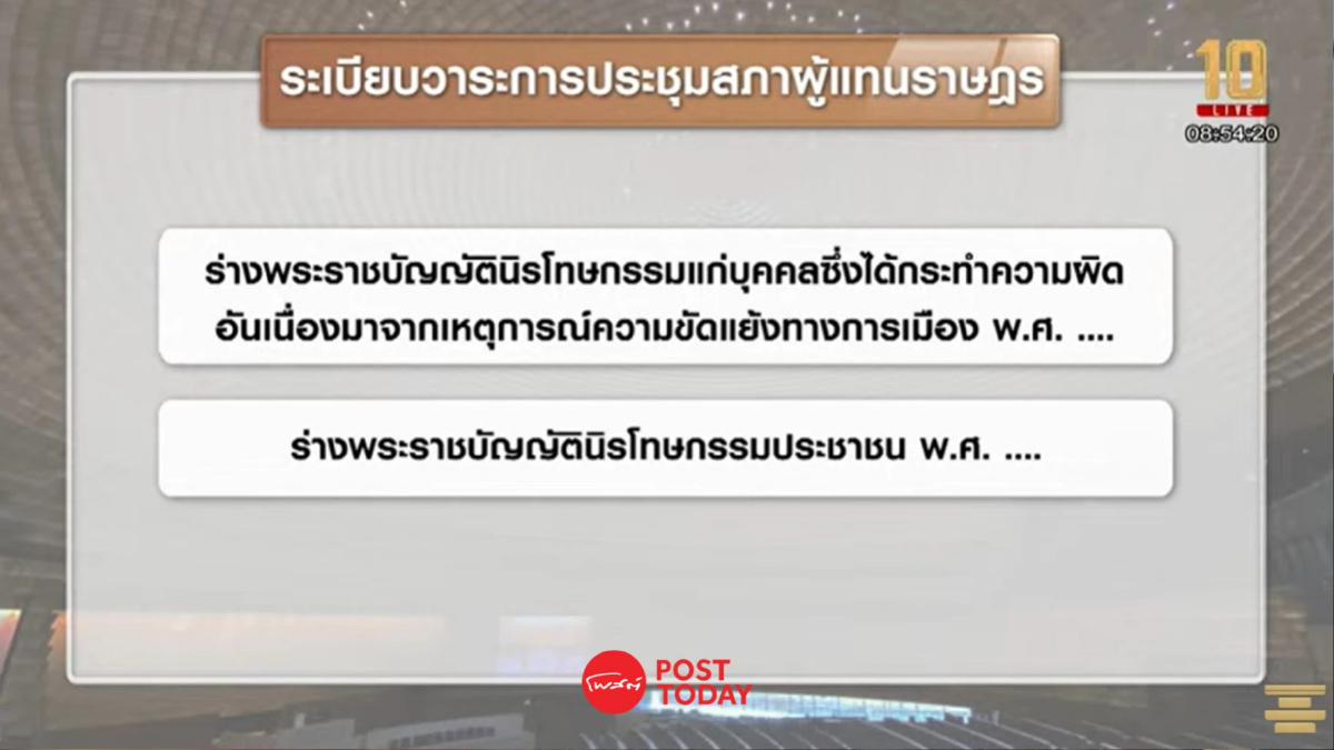 จับตาสภาฯถกร่างนิรโทษ-สร้างสันติสุขหลังเลื่อนกม.เอนเตอร์เทนฯ จับตาสภาฯถกร่างนิรโทษ-สร้างสันติสุขหลังเลื่อนกม.เอนเตอร์เทนฯ