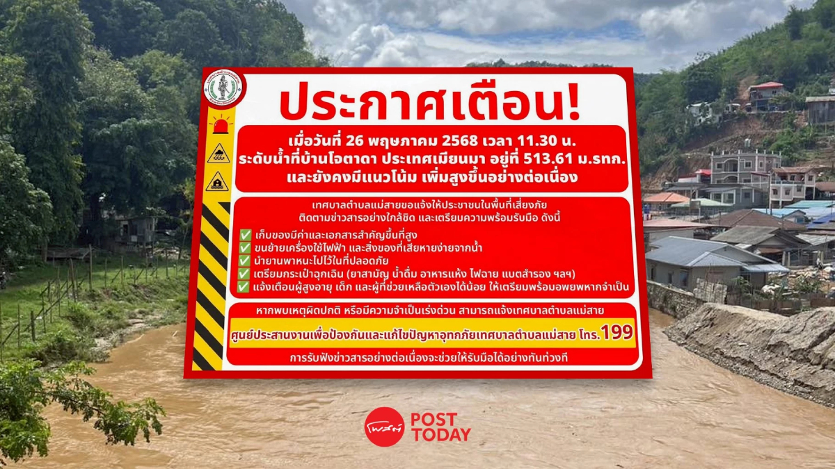 แม่สาย เตือนภัยประชาชนเก็บของขึ้นที่สูงระดับน้ำเพิ่มต่อนื่อง แม่สาย เตือนภัยประชาชนเก็บของขึ้นที่สูงระดับน้ำเพิ่มต่อนื่อง