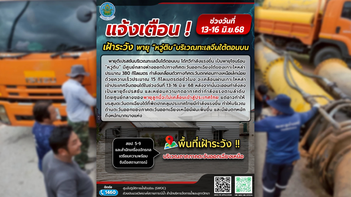 หวู่ติบไม่เข้าไทย แต่ฝนมาแน่!! กรมชลฯ สแตนด์บายรับมือ หวู่ติบไม่เข้าไทย แต่ฝนมาแน่!! กรมชลฯ สแตนด์บายรับมือ