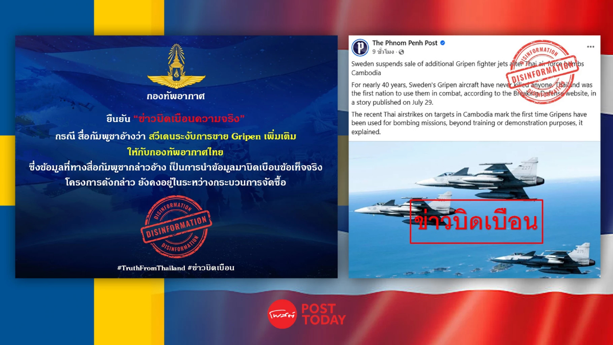 สวีเดนระงับขาย“กริพเพน”กองทัพอากาศยืนยันข่าวบิดเบือน สวีเดนระงับขาย“กริพเพน”กองทัพอากาศยืนยันข่าวบิดเบือน