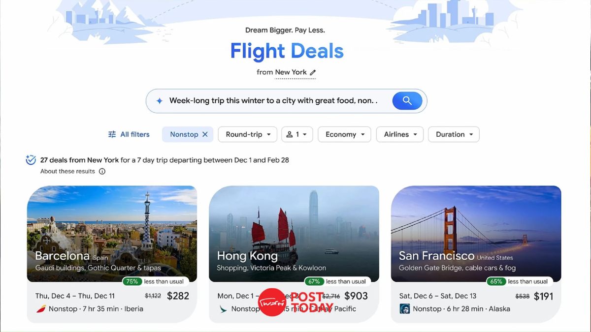 Google เปิดตัว Flight Deals ฟีเจอร์ AI ค้นหาเที่ยวบินอัตโนมัติ Google เปิดตัว Flight Deals ฟีเจอร์ AI ค้นหาเที่ยวบินอัตโนมัติ