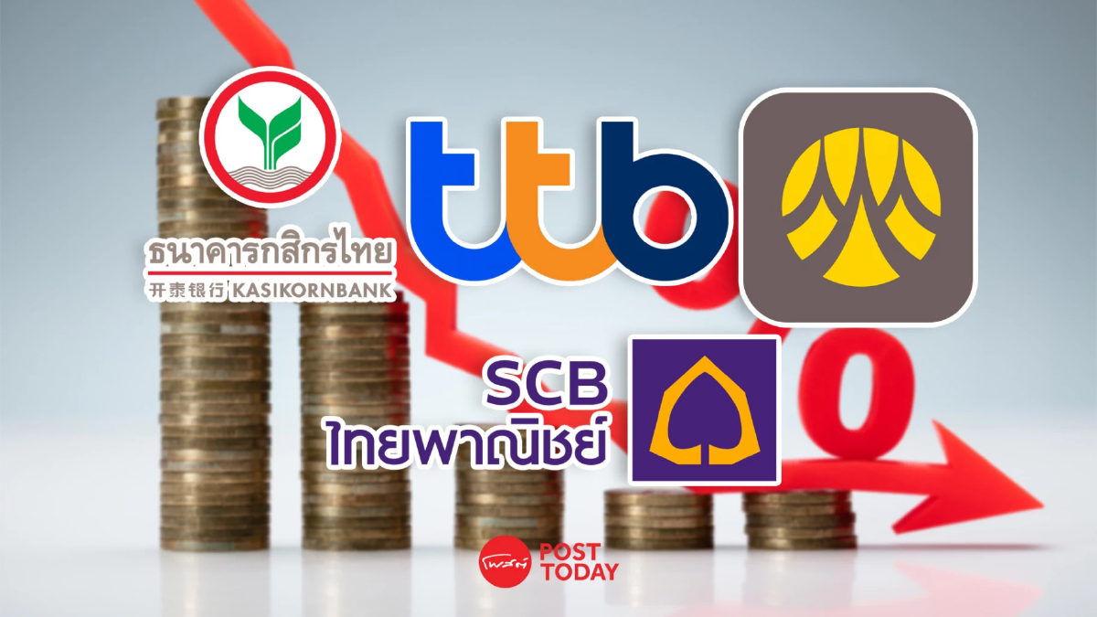 SCB-KBANK-TTB-BAY ลดดอกเบี้ยเงินกู้ 0.25% กระตุ้นเศรษฐกิจ ลดภาระลูกหนี้ SCB-KBANK-TTB-BAY ลดดอกเบี้ยเงินกู้ 0.25% กระตุ้นเศรษฐกิจ ลดภาระลูกหนี้