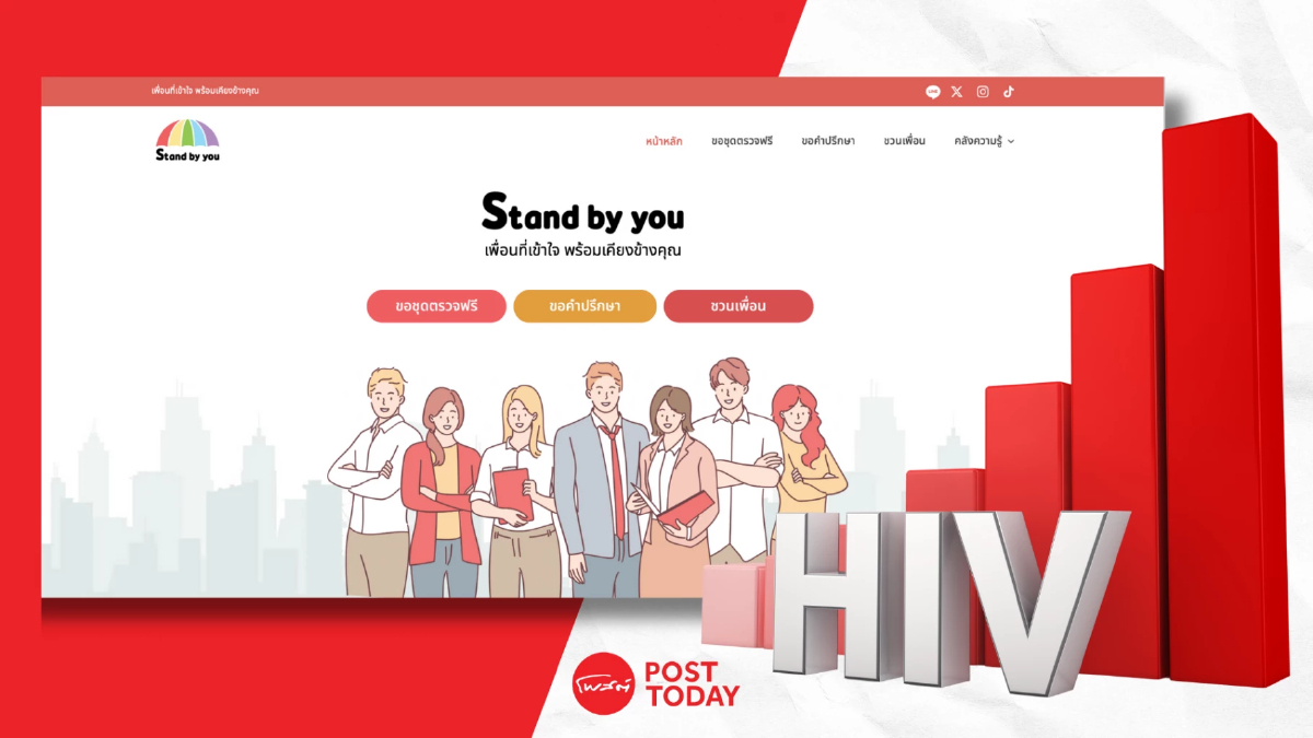 'Stand by you' บริการคัดกรองเสี่ยง HIV ได้ที่บ้าน-ไม่มีค่าใช้จ่าย 'Stand by you' บริการคัดกรองเสี่ยง HIV ได้ที่บ้าน-ไม่มีค่าใช้จ่าย