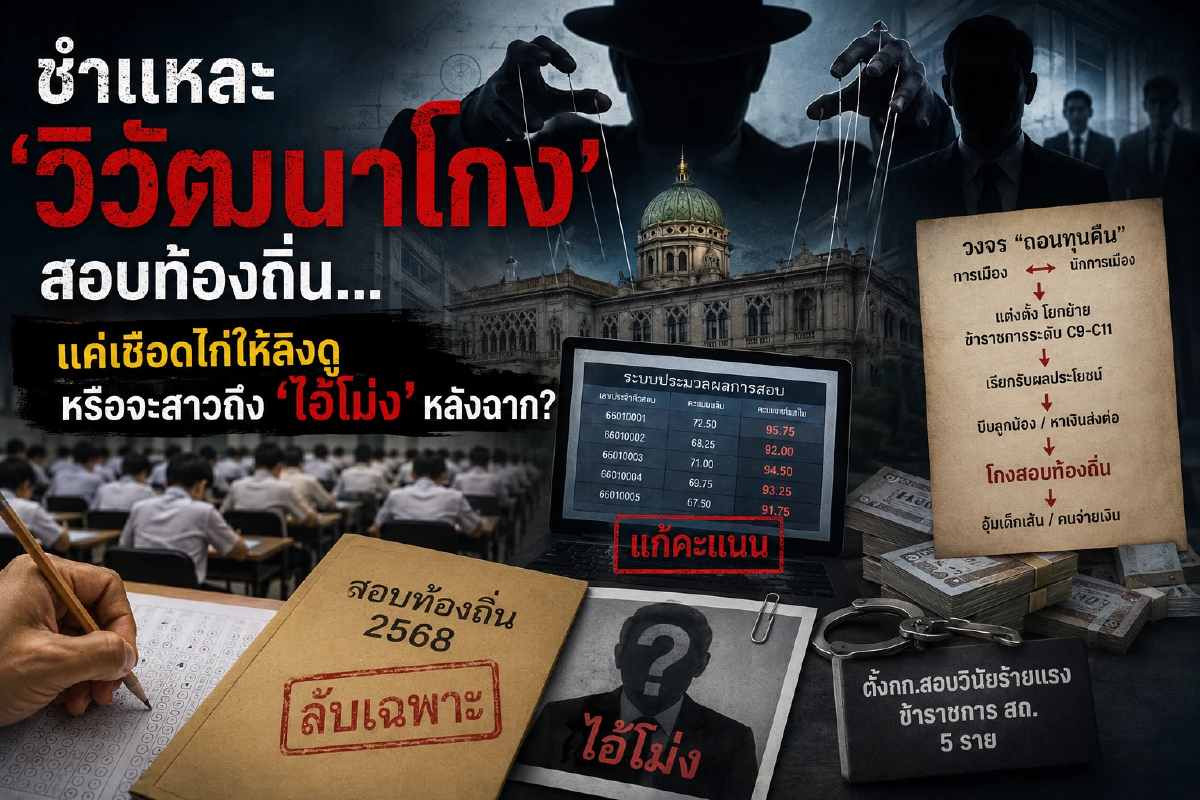 ชำแหละวิวัฒนาโกงสอบท้องถิ่น 5 ข้าราชการ หรือเงาไอ้โม่งใหญ่หลังฉากจริง? ชำแหละวิวัฒนาโกงสอบท้องถิ่น 5 ข้าราชการ หรือเงาไอ้โม่งใหญ่หลังฉากจริง?