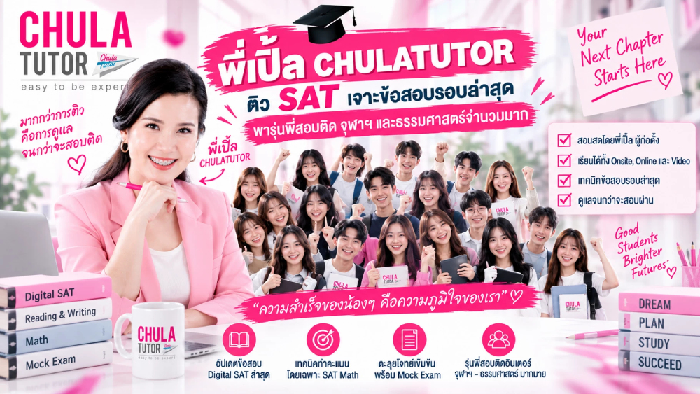 ติว SAT พี่เปิ้ล CHULATUTOR สถิติสอบติด จุฬา มธ สูงสุด GED